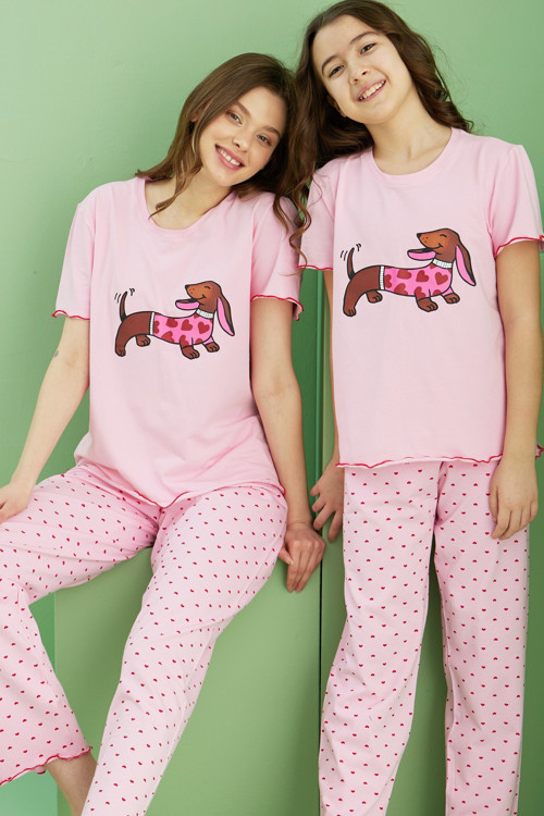 Pamuklu Bisiklet Yaka Örme Pijama Takım25117064