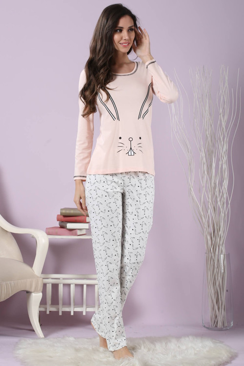 Kadın Desenli Pijama Takımı 63126 .