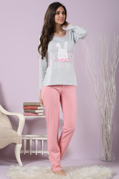 Kadın Desenli Pijama Takımı 63123 .