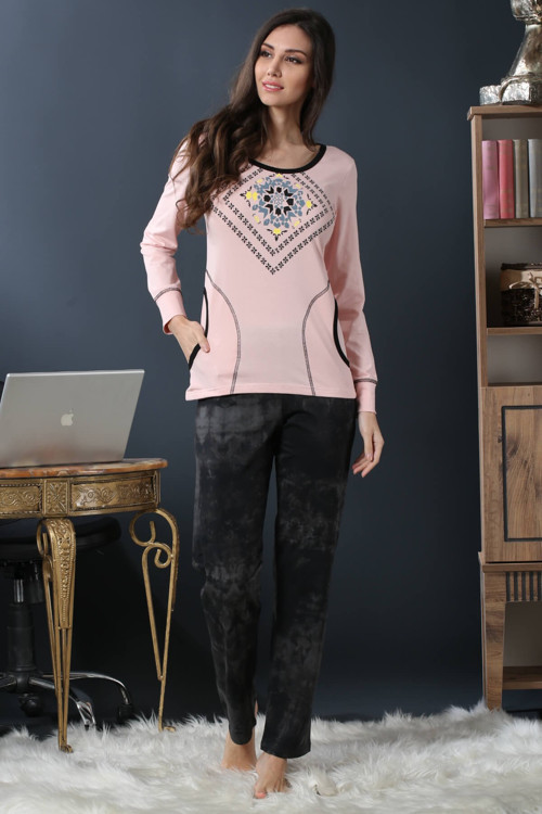 Kadın Desenli Pijama Takımı 63143 .