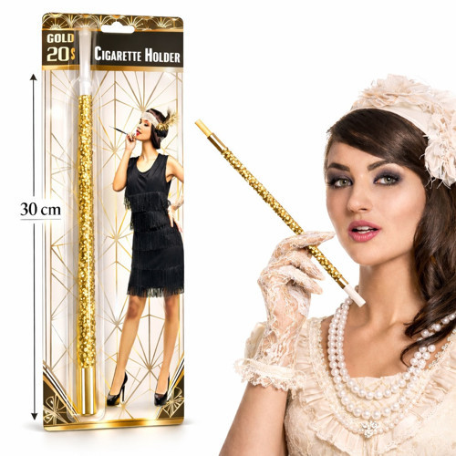 30 cm Altın Gold Payetli Sigara Tutacağı – 1920’ler Gatsby Parti Aksesuarı (5639)