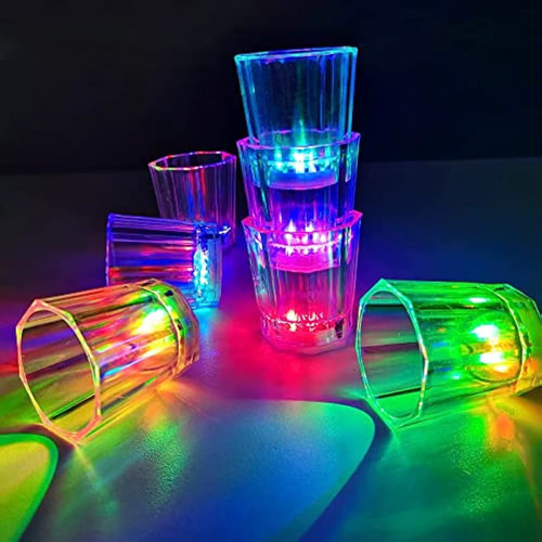 Renkli Led Parlayan Fiber Optik Glow Işıklı Bardak 5,5 x 5,5 cm (5639)