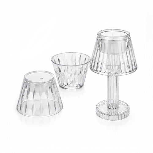 24 ADET KRİSTAL DAMLALI MUMLUK - MASA LAMBA ABAJUR MİNİ PİLLİ (5639)