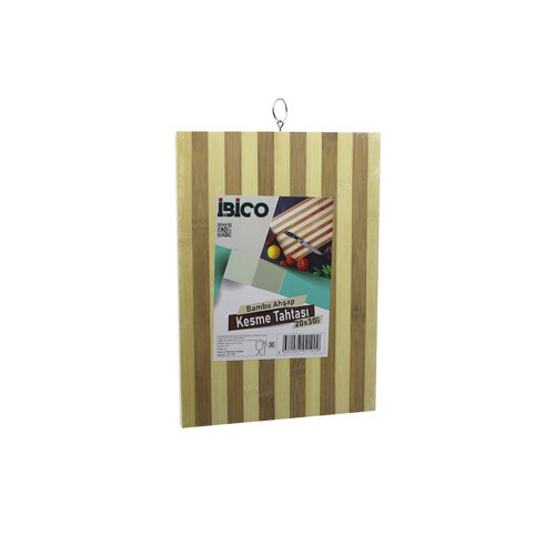 20 X 30 X 1.4CM BEYAZ ÇİZGİLİ AHŞAP BAMBU KESİM PANOSU - KESME TAHTASI METAL KULPLU (5639)
