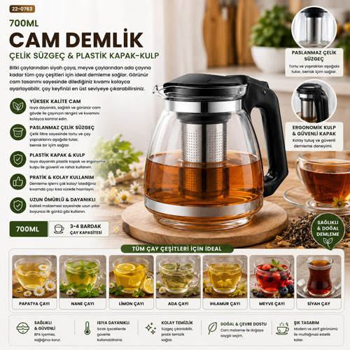 CAM DEMLİK 700ML (5639)