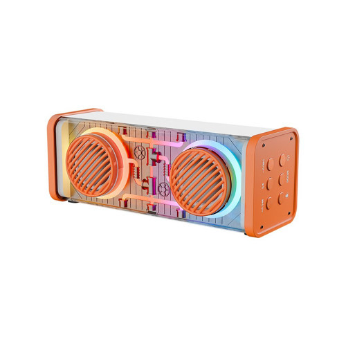 TURUNCU-BEYAZ KABLOSUZ HOPARLÖR - SPEAKER TAŞINABİLİR MP3 IŞIKLI USB ŞARJLI BT - AUX - TES 10 MT MEN