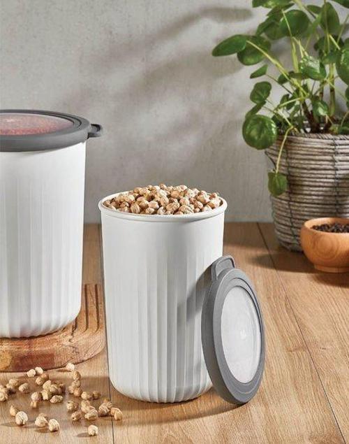 Vakumlu Saklama Kabı Silindir, 1Lt*6'L, Beyaz