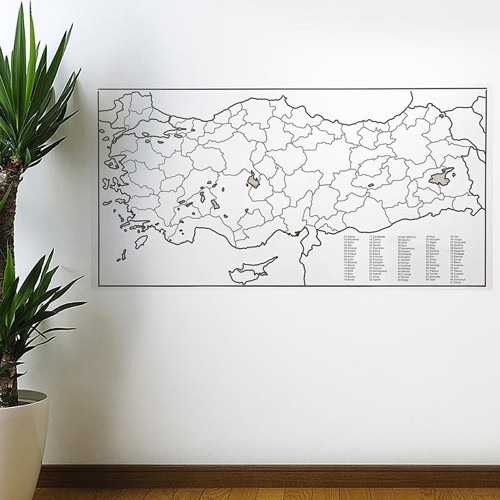 Yazılabilir Türkiye Haritası Manyetik Duvar Stickerı 110 x 56 cm (5639)