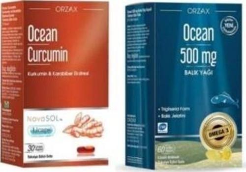 Curcumin 30 Kapsül + Ocean Omega 3 Balık Yağı 500 mg 60 Kapsül