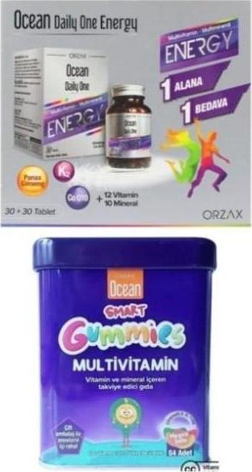 Daily One Energy 30+30 Tablet + Ocean Smart Gummies Multivitamin 64\'lü