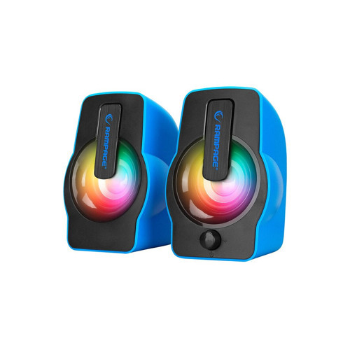 MAVİ - RGB IŞIKLI 1+1 HOPARLÖR SPEAKAER SET USB KABLO 2.0 MULTİMEDYA - 6W (5639)