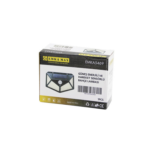 4 AÇILI SOLAR - HAREKET SENSÖRLÜ APLİK DUVAR LAMBASI DIŞ MEKAN 9.5 X 13.5CM (5639)