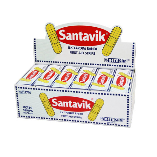 SANTAVİK 10 x 30 YARA BANTI = 1 KUTU İÇİNDE 300 ADET YARA BANDI VARDIR (5639)