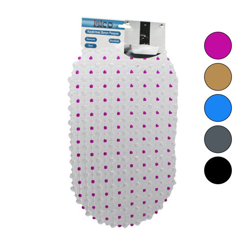 OVAL - EKO PVC +VANTUZ DESEN - ŞEFFAF RENKLİ 122PCS VANTUZ KAYDIRMAZ BANYO - KÜVET PASPAS 33X61CM (5
