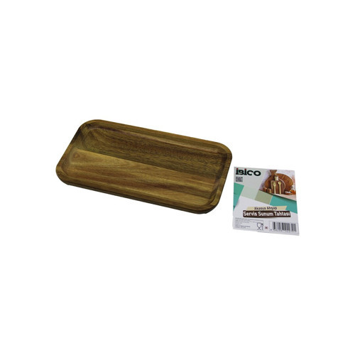 AKASYA DİKDÖRTGEN AHŞAP SERVİS SUNUM TEPSİ - TAHTASI MİNİ TEPSİ 25 X 14 X 1.4CM (5639)