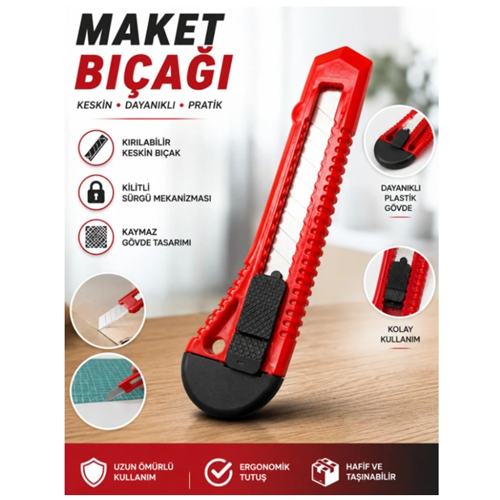 Falçata Plastik – Profesyonel Maket Bıçağı | Keskin ve Dayanıklı Karton, Koli ve Ambalaj Kesici