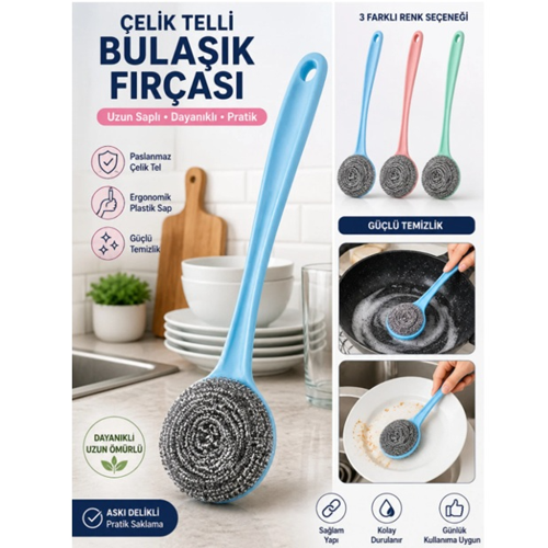Bulaşık Fırçası Lavabo Fırçası Çelik Telli Fırça