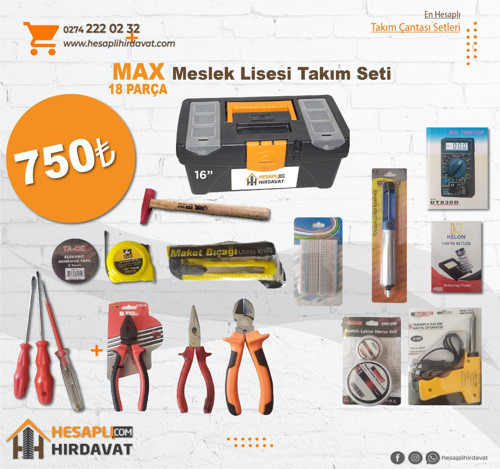 Meslek lisesi Max takım çantası seti 18 parça