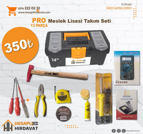 Meslek lisesi Pro takım çantası seti 13 parça
