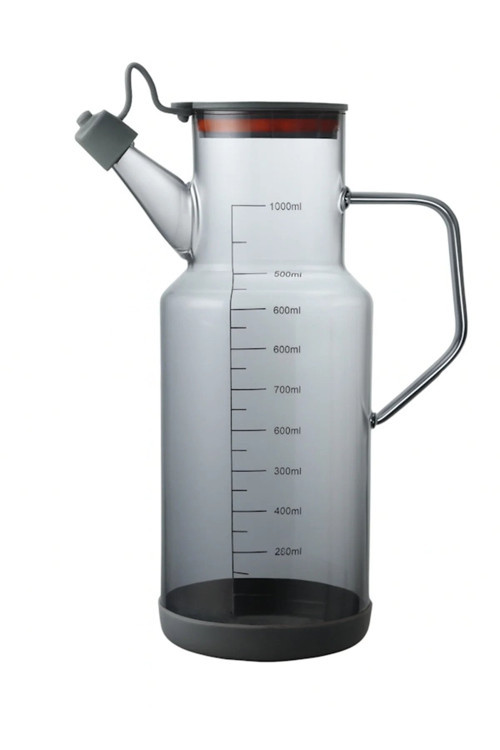 Soft Damlatmaz Borosilikat Taban Silikon Kurumalı Cam Yağlık 1000 ML Gri - TR-6514
