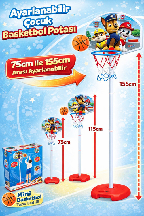Paw Patrol Büyük Ayaklı Basketbol Seti | Çocuklar İçin Spor Oyuncak | Eğlenceli Aktif Oyun