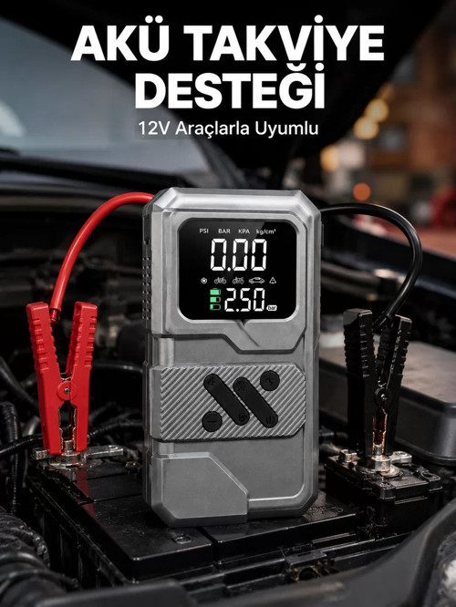 ® Taşınabilir Araç Akü Takviye ve Hava Kompresörü Powerbank Özellikli