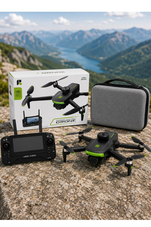 R68 Ekranlı Kumandalı Fırçasız Motor Drone Engel Tanıma Sabitleme Katlanabilir Drone