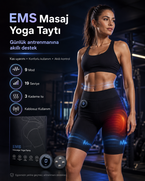 Teknokalite EMS Isıtmalı Masaj Yoga Tayt 9 Mod 19 Seviye Basenler ve Selülitler için