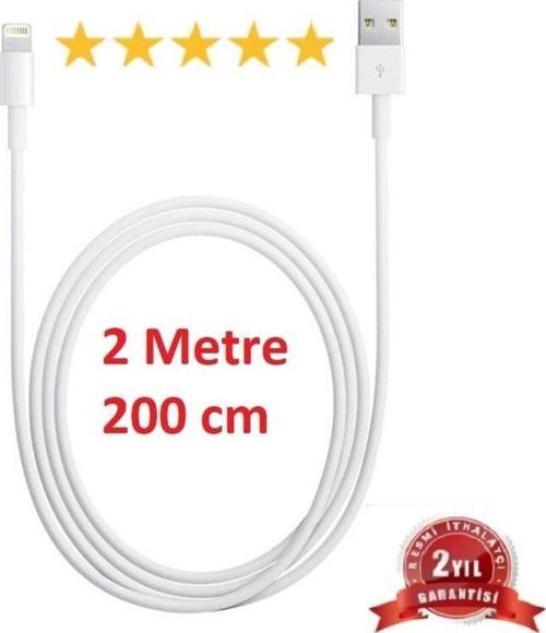 İphone Tüm Serilere Uyumlu Şarj ve Data Lightning Kablosu 2Mt-200 cm 6-7-8-Plus-X-11-11Pro-12-12Pro-13-13Pro-14