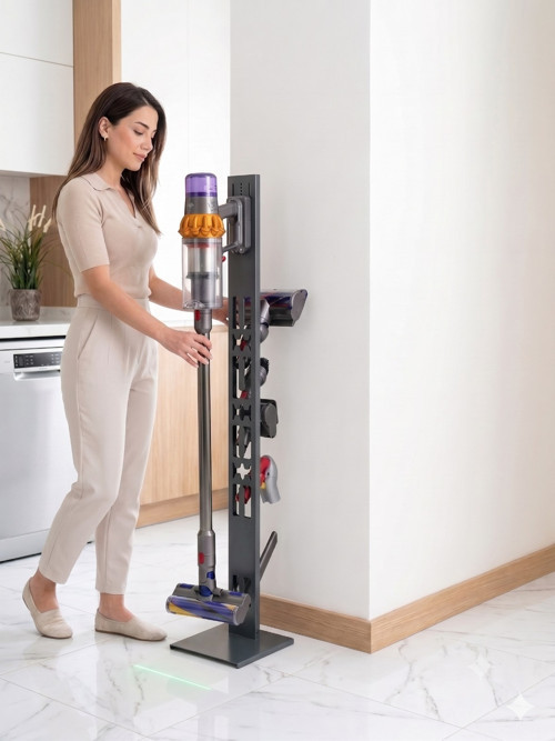 Dyson Uyumlu Antrasit Gri Renk Dikey Süpürge Standı V15-V12-V11-V10-V8 Bütün Dyson Modelleriyle Uyumlu