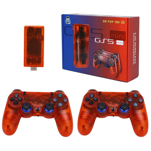 GS5 MINI Retro Oyun Konsolu Stick HDMI Çift GamePad 64 GB Kırmızı