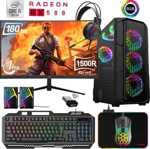 Xsr459 i5 10400F 16GB Ram 512GB M.2 NVMe SSD 8GB RX580 Ekran Kartı 24"Curved 180Hz Oyun Bilgisayarı