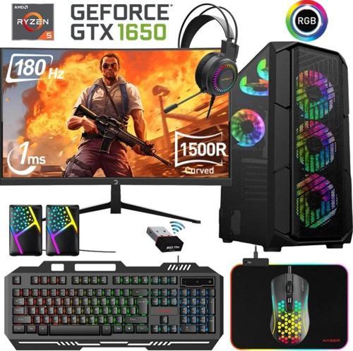 Xsr471 Ryzen 5 5600 16GB Ram 512GB M.2 NVMe SSD 4GB GTX1650 Ekran Kartı 24"Curved 180Hz Oyun Bilgisayarı