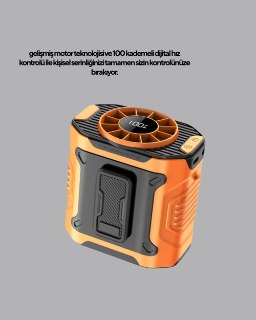 Ucuztekno tekno Dijital Ekranlı Turbo Mini Fan – 3 Kademeli Hız, Sessiz Çalışma ve Type-C Şarj 2026 2