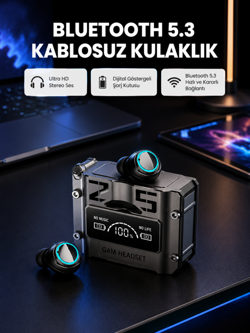 tekno Kablosuz Bluetooth 5.3 Kulaklık – Aktif Gürültü Engelleme ve Gecikmesiz Oyun Modu 2026