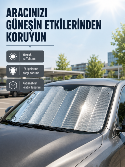 tekno Araba Güneşliği Alüminyum Yansıtıcı Yüzeyle Etkili Isı Koruması 2026