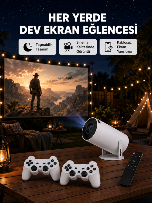 tekno Wi-Fi 6 ve Bluetooth 5.0 Destekli 4K Akıllı Projeksiyon Cihazı Yeni Nesil 2026