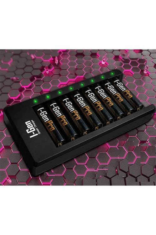 G811 8'li Pil Şarj Aleti + 8 Adet AAA Pro 1100 mAh Şarj Edilebilir İnce Şarjlı Kalem Pilli Set 1.2V Ni-MH
