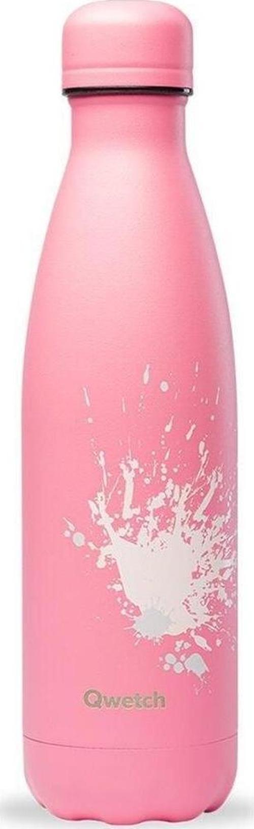 QD3381 Sprey Desenli Isı Yalıtımlı 500ml Termos - Pembe