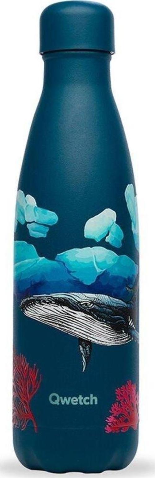 QD3466 Balina Desenli Isı Yalıtımlı 500ml Termos - Turkuaz
