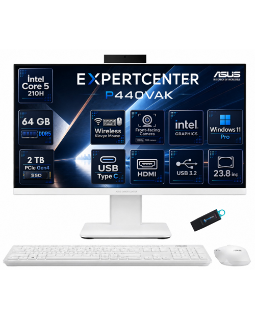 ExpertCenter P440 Intel Core 5 210H 64 GB DDR5 2 TB SSD 23.8'' Full HD Windows 11 Pro All in One Bilgisayar P440VAK