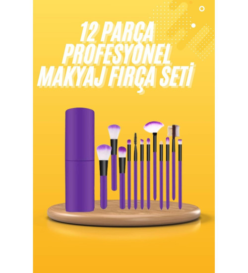 12 Parça Makyaj Fırçası Yumuşak Kıllı Profesyonel Fırça Seti Yüksek Kaliteli Pürüzsüz