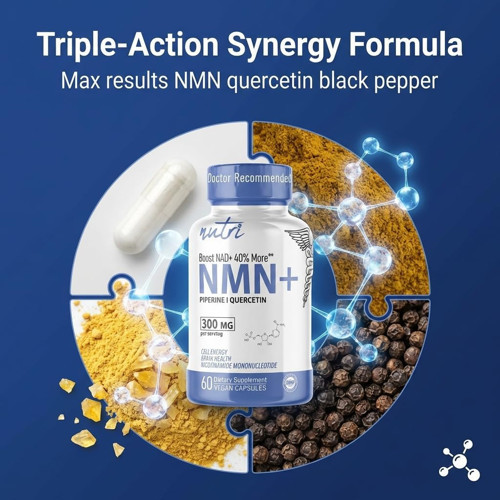 NMN+ 300mg NAD Nicotinamide Mononucleotide, 40% More NAD+ with Quercetin 60 Caps