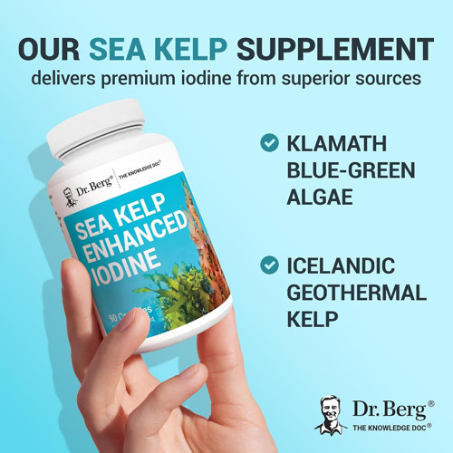 Sea Kelp Enhanced Iodine - Seaweed Blend Includes Klamath Blue-Green Algae & Sea Kelp - 90 Caps