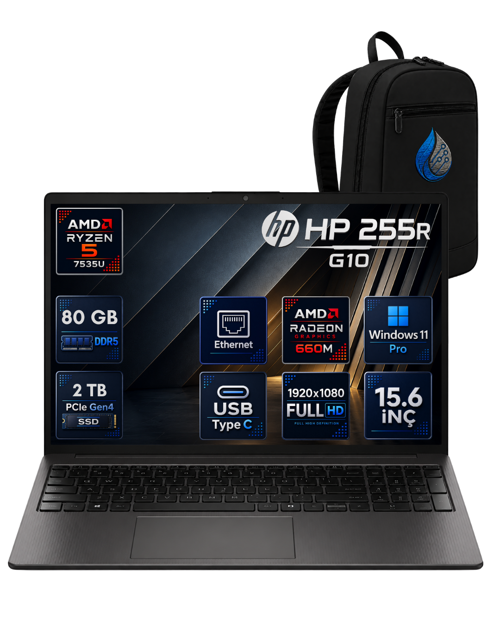 255R G10 AMD Ryzen 5 7535U 80 GB DDR5 2 TB SSD Radeon 660M 15.6'' Full HD Windows 11 Pro Dizüstü Bilgisayar D30M3ETRR