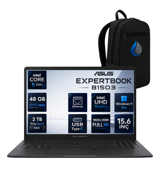 ExpertBook B1 Intel Core 5 120U 48 GB DDR5 2 TB SSD 15.6'' Full HD Windows 11 Pro Dizüstü Bilgisayar B1503CVA-C5165