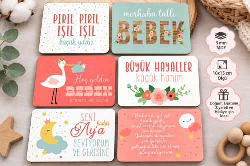 Kişiye Özel Bebek Temalı MDF Dekoratif Plaket – 7×10 cm