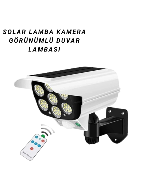 77 Led'Li Güneş Enerjili Güvenlik Lambası Kukla Kamera – Hareket Sensörlü, 2400Mah Pilli