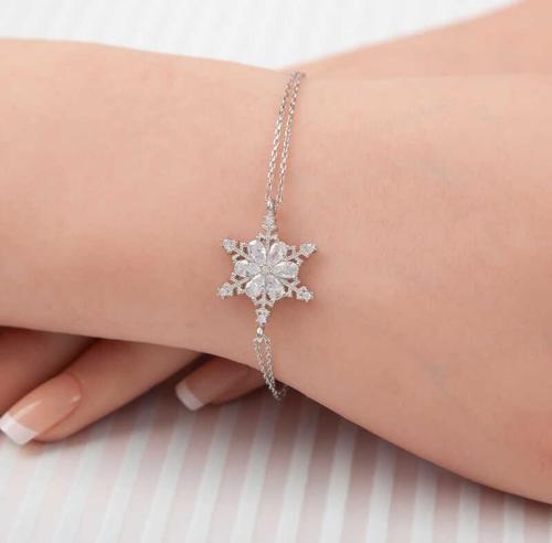 925 Ayar Gümüş Kar Çiçeği Kadın Bileklik