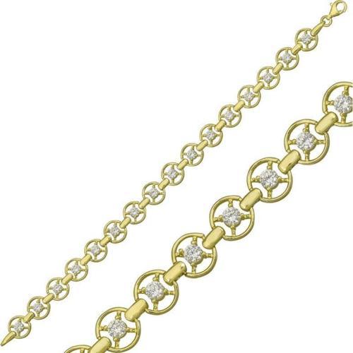925 Ayar Gümüş Gold Yuvarlak Su Yolu Bileklik